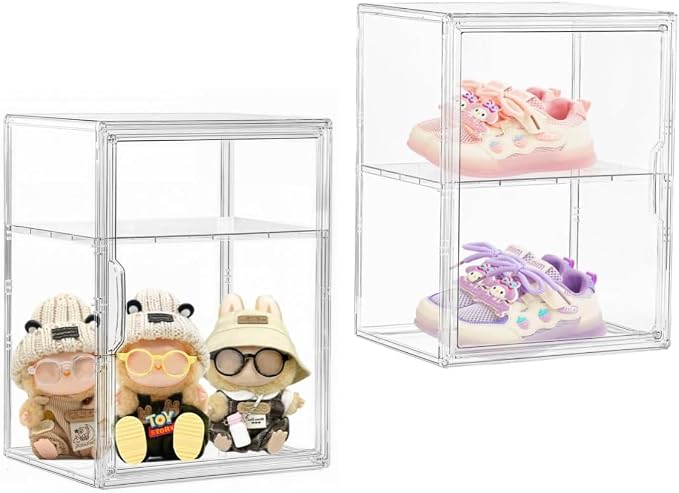 Attelite Shoe Storage Clear Shoe Organizer Boxes With 1 Adjustable Divider, Acrylic Sneaker Shoe Display Case With Magnetic Door,Clear Plastic Stackable Storage Bins With Lids,2 Pack - Image 9