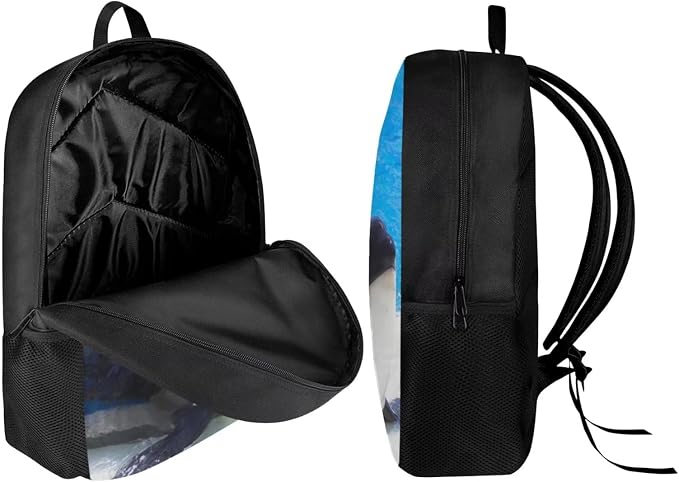 Kids Novelty Animal Backpack and Lunch Box for Boys Girls Student Lightweight 17 Inch School Killer Whale Orca Backpack with Lunch Bag Pencil Case Kids Comfy Padded Black Large Bookbag - Image 3