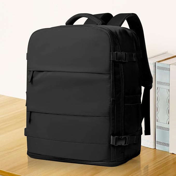 coowoz Large Travel Backpack Carry On for Women Man Black Waterproof Gym Backpacks with Laptop Compartment Mochila de Viaje Teacher Personal Item Backpack Rucksack Airplane Accessories Must Haves - Image 2