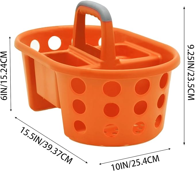 SIMPLYKLEEN Large Shower Caddy Portable 2PC - Made in USA Plastic Jumbo Size Dorm Storage Candy Tote with Handle Shower Organizer for Bathroom, Pantry, Kitchen, College Dorm, Orange - Image 8