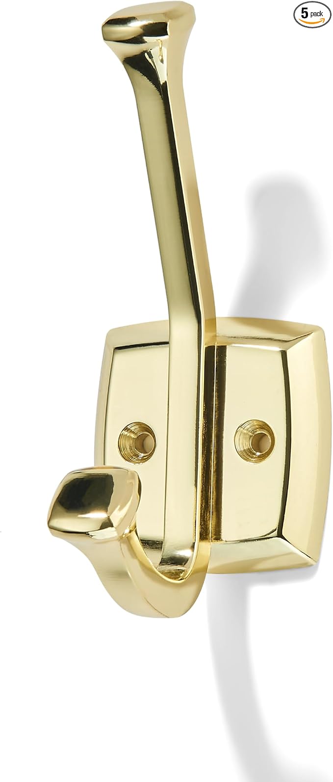 khtumeware 5 Pack 4.7 inch Polished Brass Coat Hooks Wall-Mounted Hooks | Applicable to hanging,Towel,robe,bathroom,bag,clothes,entryway Zinc Alloy bathroom hooks by khtumeware