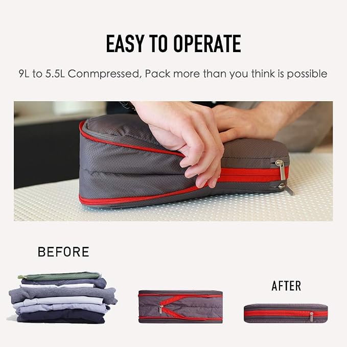 Bee Nesting BeeNesting Waterproof Compression Packing Cubes 5/6/8 sets, Large Travel Packing organizers for Carry on Luggage, 2 Sides Expandable Storage Bags - Image 3
