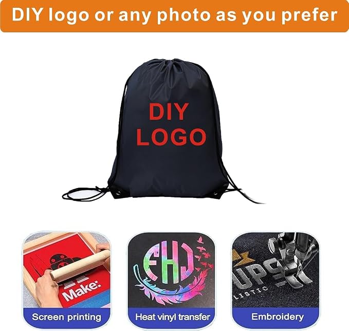 Drawstring Backpack Bulk 50 Packs Draw String Bags for Gym Sports Trip Pedestrianism Cinch Sack DIY for Women Men (black) - Image 6