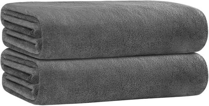 JML Quick Dry Microfiber Bath Towel Set of 2-30x60 Inches Large Absorbent Camping Towel for Gym, Yoga, Swimming, Beach - Fast Drying & Lightweight with Loop, 7X Water Absorption, No Fading & No Lint by JML