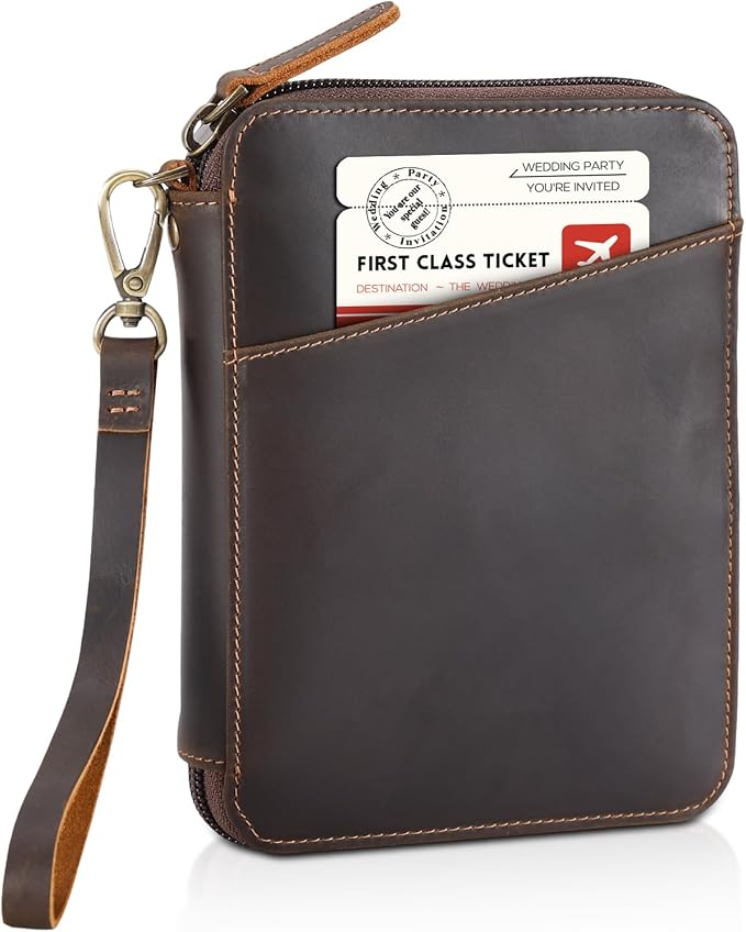 Polare Full Grain Leather Family Passport Wallet for 4 Passports, RFID Blocking Bifold Passport Cover Travel Document Organizer Holder for Women and Men by polareoriginal