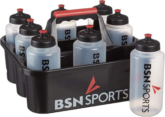 BSN Bottle Carrier with 8 Qt Bottles | Molded PVC Material, Red Carrying Handle by BSN