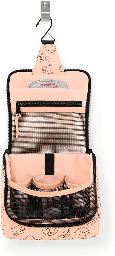 Reisenthel Toiletbag S Kids, Small Hanging Travel Toiletry Organizer, Cats and Dogs Rose - Image 2