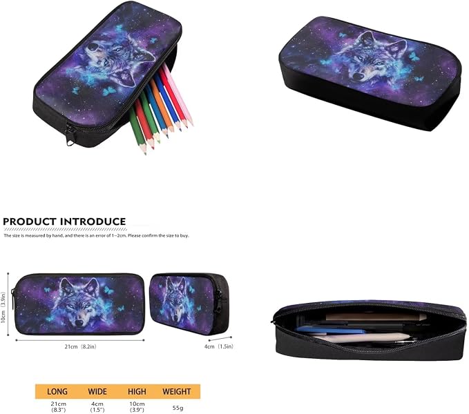 Galaxy Wolf Backpack for Girls Kids Backpack with Lunch Box Water Bottle Holder and Aesthetic Pencil Case 4PCS Set Bookbag with Front Pocket for School 17" Sturdy School Bag with Side Pocket - Image 5