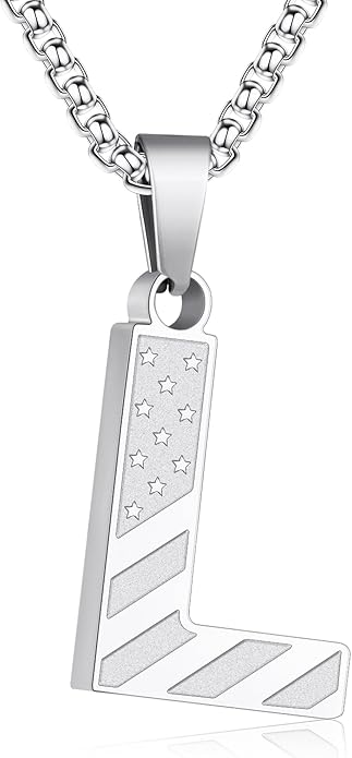 Zocomi Stocking Stuffers Christmas Gift - Initial Necklace Gifts for Men Boys, Stainless Steel American Flag Pendant Jewelry, Christmas Gifts Ideas for Kids Teen Boys