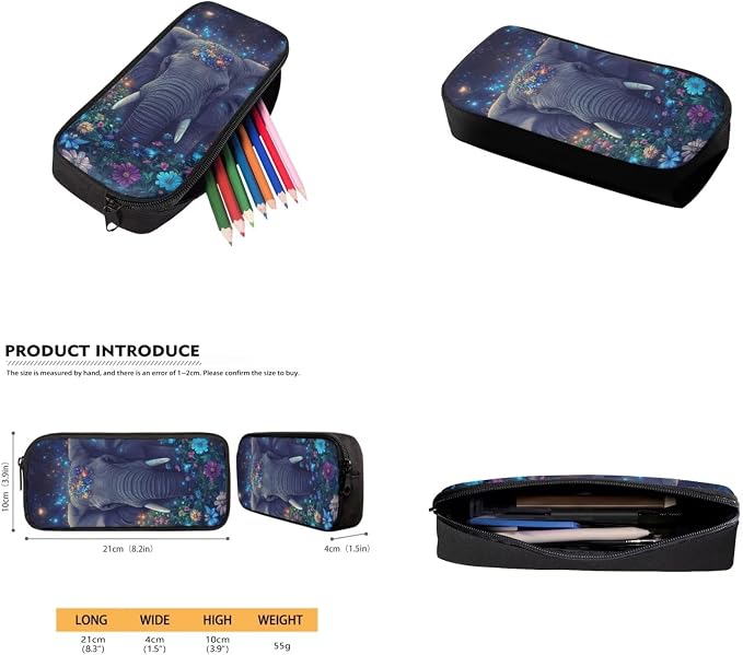 Aesthetic Elephant Backpack for Kids Girls Backpack with Lunch Box Water Bottle Holder and Large Pencil Case 4PCS Set Bookbag with Front Pocket 17 inch Lightweight School Bag with Side Pocket - Image 5