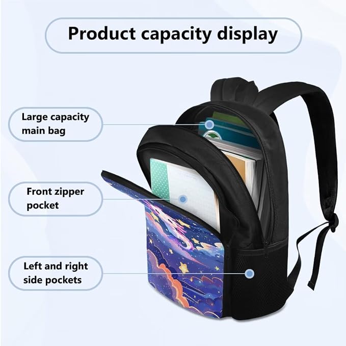 4 Pack Backpack for Boys Girls with Reusable Lunch Bag Pencil Bag Water Bottle Sling for School, Galaxy Axolotl School Bag Bookbag Rucksack Primary Middle Knapsack Set - Image 2