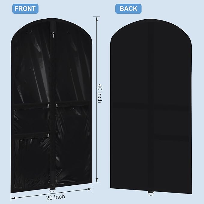 Geelin 14 Pcs Garment Bags for Dance Costumes PVC Clear with Zippers 20 x 40 Inch Garment Bag with Pockets Dance Costume Organizer Carrier for Storage Cover for Adult(Translucent Black) - Image 2