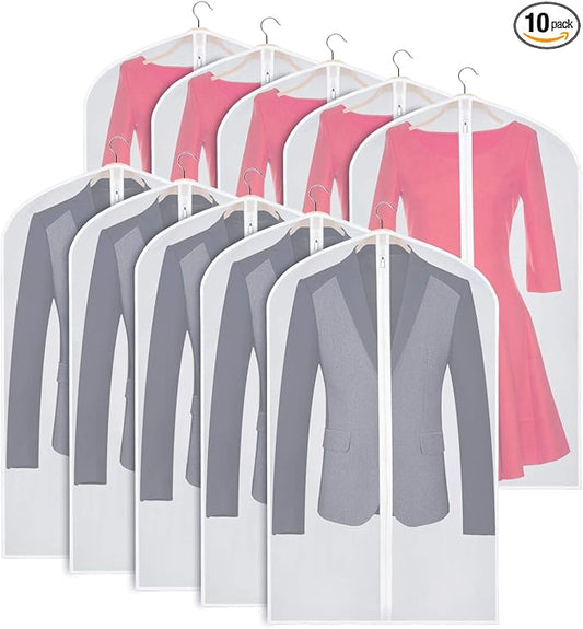 Zilink Clear Garment Bags Suit Bag for Storage 43-inch with Sturdy Zipper Suit Cover for Suit, Coat, Dress Clothes Cover Storage, Set of 10 by Zilink