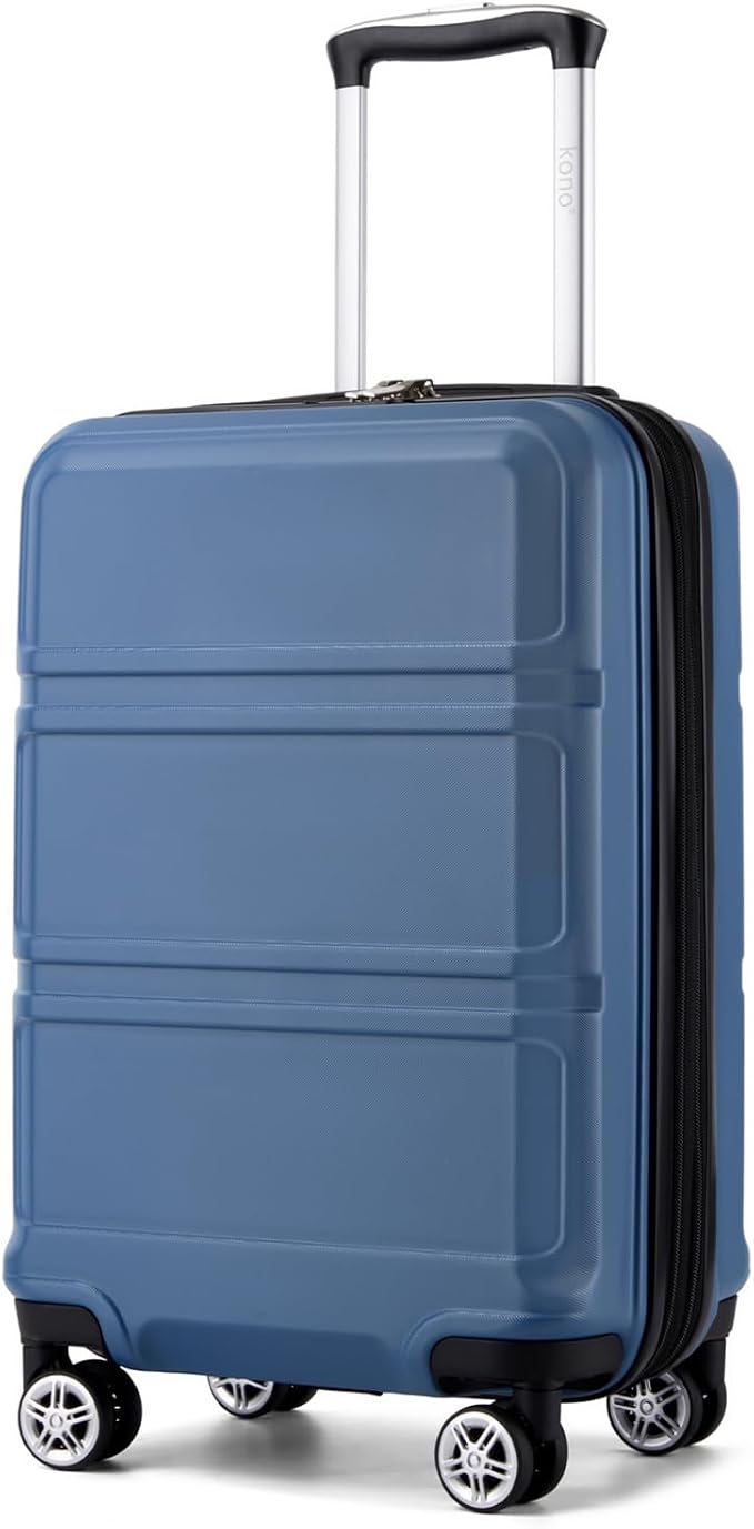 Kono Carry On Luggage 22x14x9 Airline Approved with Spinner Wheels | Lightweight PC+ABS 20 Inch Luggage with TSA Lock,Expandable Hard Shell Carry On Suitcases for Men Women,Navy by Kono