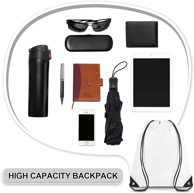Grneric Drawstring Backpack Bulk 28 PCS Drawstring Bags String Backpack Cinch Bag Sackpack for Men Women Gym (White) - Image 4