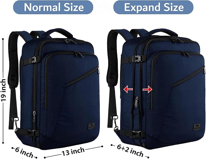 MATEIN Weekender Backpack, Large Capacity Travelling Suitcase Backpack | Expandable Flight Approved Business Carry on Daypack for International Travel, Adjustable Shoulder Strap, Blue - Image 5