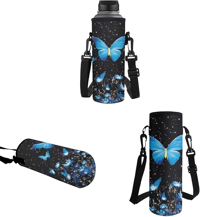 Kids Blue Butterfly School Backpack for Girls Bookbags with Lunch Bag Pencil Pouch & Water Bottle Organizer Set of 4, Hiking Bookbag Lightweight Book Bags Rucksack for Travel - Image 5