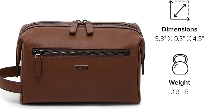 TUMI - Travel Accessories Dopp Kit - Men's Travel Essentials Framed Toiletry Bag - Cognac Leather - Image 7