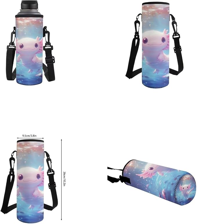 Cute Axolotl Backpack for Girls Kids Backpack with Lunch Box Water Bottle Pouch and Zipper Pencil Case 4PCS Set Sturdy Bookbag with Front Pocket 17 inch Lightweight Elementary School Bag - Image 6