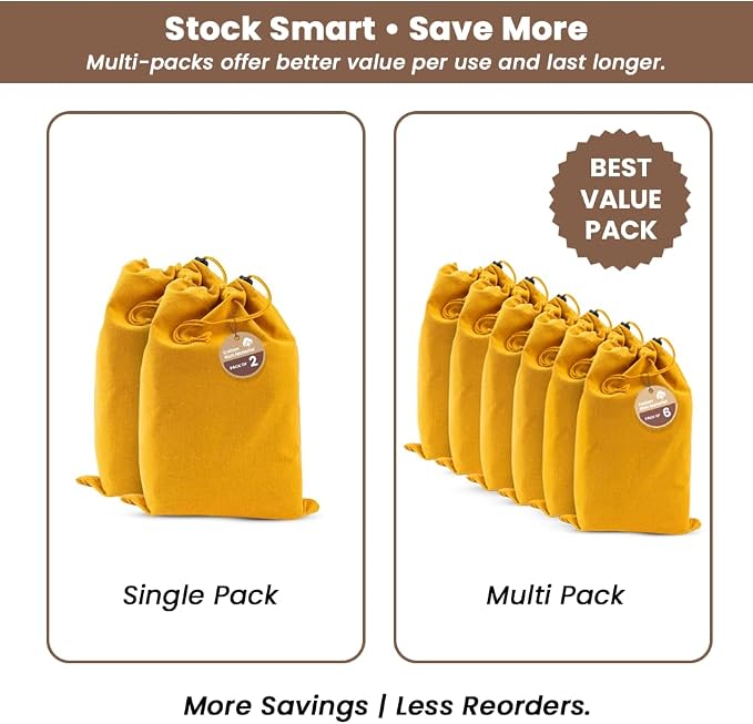 LFH Cotton Rich Shoe Storage Bags with Drawstring, Dustproof Breathable Reusable Organizer, Perfect For Travel, Dorm, Hotel, College, Gym, Easy to Carry, Machine Washable 12"x17" (Pack of 4) - Golden - Image 10