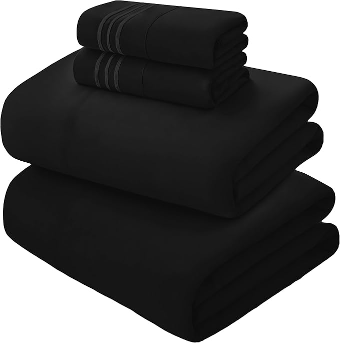 Mocassi 4-Piece Extra Deep Pocket 16-24 Inch Air Mattress Bed Sheet Set- 4PC Sheet Set with Smart Pockets Ideal for Air Beds, RVs, Camping and Guest Rooms Premium Hotel Quality, Full, Black - Image 5