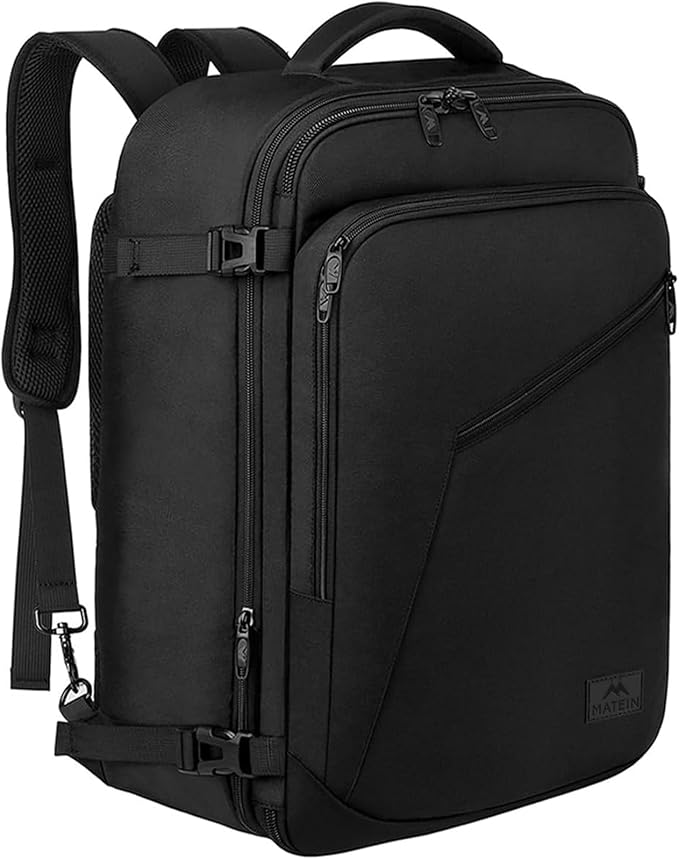 MATEIN Mens Travel Backpack, 27L Lightweight Carry on Backpack for Women, Expandable Business Backpacks, Waterproof Hiking Daypack for Outdoor Sports Rucksack Casual Daypack, Travel Essential, Black | Expandable Business Backpack, 27L, Lightweight, Wat... by MATEIN