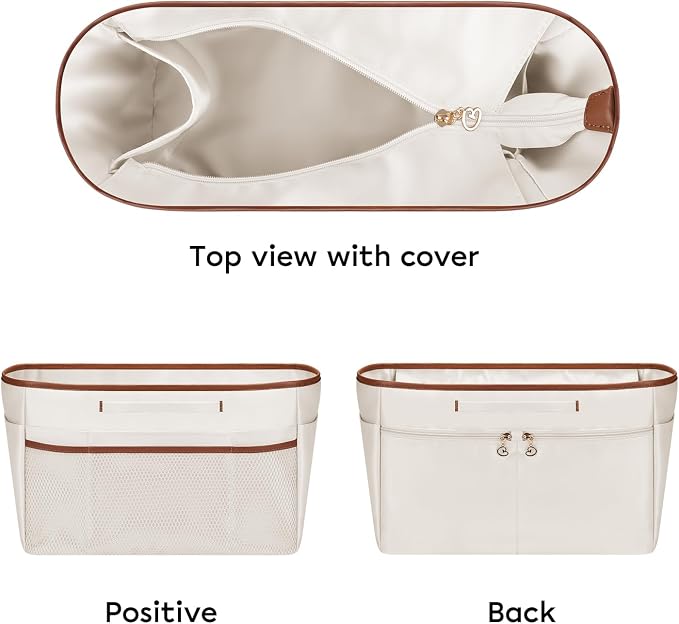 GIVLEFLY Purse Organizer Insert for Tote Bag, 11.42 Inch Satin Bag Organizer with Zipper Pocket, Multi Pocket Handbag Organizer - Image 8