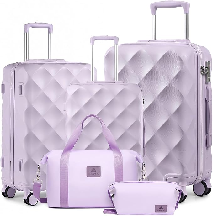 Somago Luggage Set of 3 Piece Suitcase Set Carry On Luggage with YKK Zipper TSA Lock ABS Hardside Luggage Spinner Wheels, Light Purple by SOMAGO