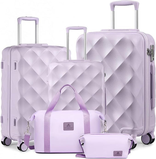 Somago Luggage Set of 3 Piece Suitcase Set Carry On Luggage with YKK Zipper TSA Lock ABS Hardside Luggage Spinner Wheels, Light Purple by SOMAGO