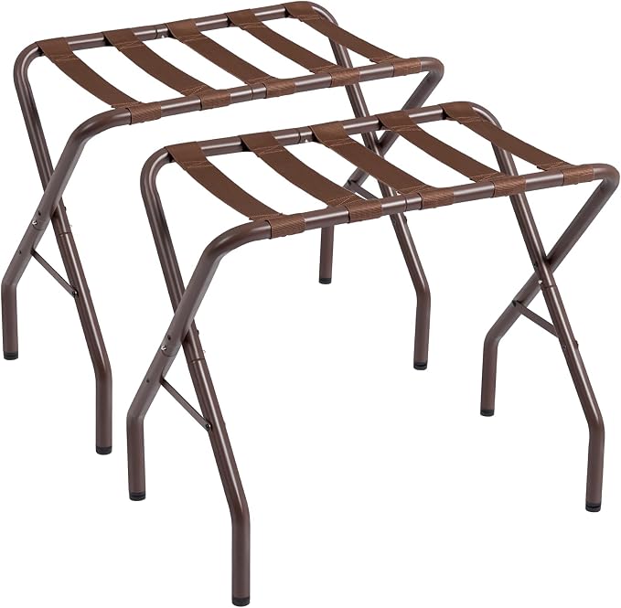 AMHANCIBLE Luggage Rack, Foldable Suitcase Stands Set of 2, Metal Luggage Holder for Guest Room, Bedroom, Hotel, Holds up to 110 lb, Easy Assemble, Bronz, HLR01BZ by AMHANCIBLE