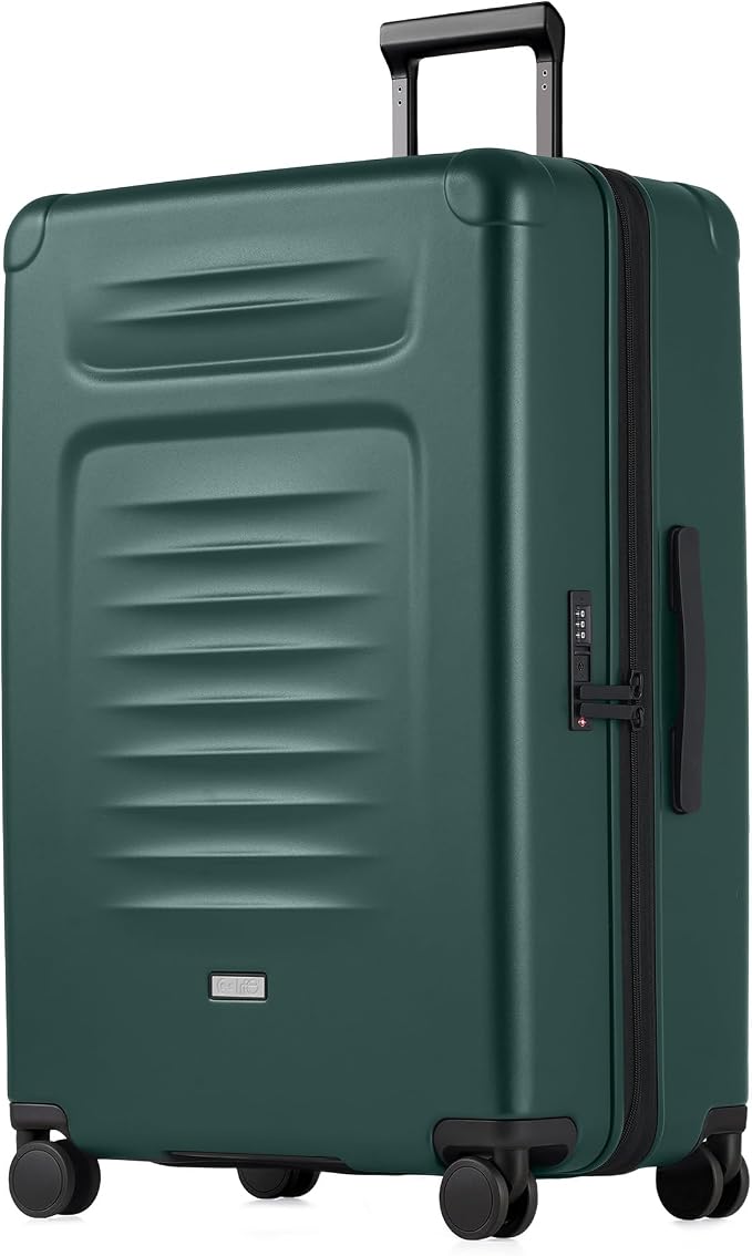 Coolife Checked Suitcases Luggage: Large Travel Luggage with Spinner Wheels Expandable Hardside Suitcases with TSA Lock,29 Inch Green by COOLIFE