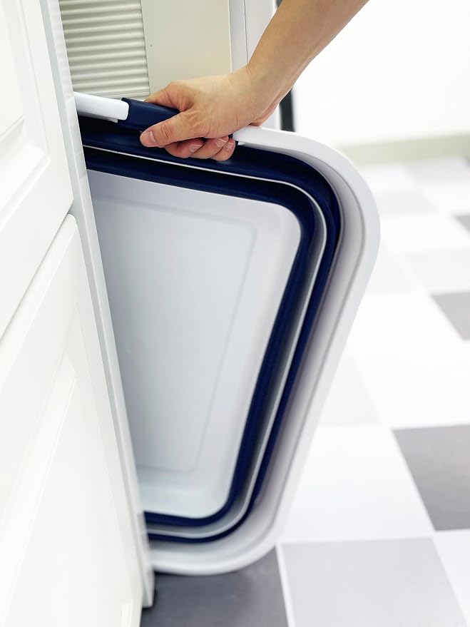 SAMMART Collapsible Plastic Laundry Basket with Handle/Foldable Pop Up Storage Hamper/Portable Laundry Organizer-Space Saving Washing Tub/Household Storage (White/Starry Blue, 42L (Set of 2)) - Image 5