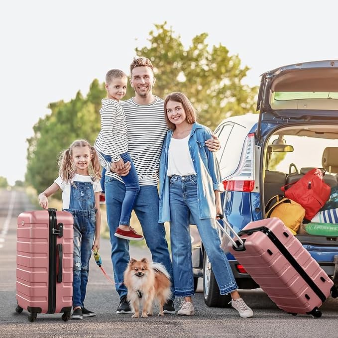 Suitour Luggage Sets 5 Piece, 20, 24, 28 inch Hardside Carry-on and Checked Suitcase Set with Expandable Travel Duffle Bag Sets（Rose Gold） - Image 5