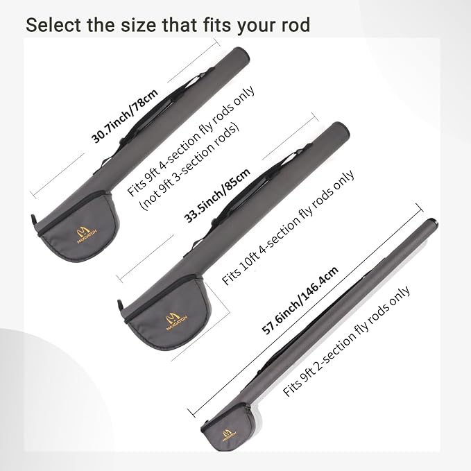 MAXIMUMCATCH Fly Fishing Rod Case with Reel Pouch, Complete Protection Bag, 9FT 2/4 Pieces Rod, Single (Gray, 9' 4sec) - Image 5