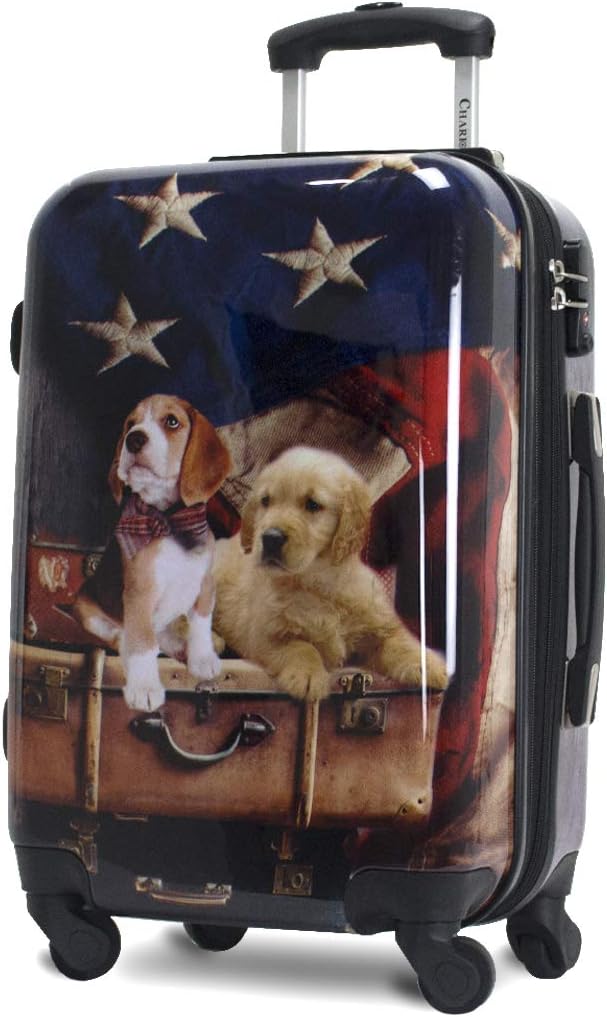 Chariot Dog Lovers Freedom Pups 20-Inch Carry-On Hardside Polycarbonate Expandable Spinner Luggage with TSA Lock by Chariot+Travelware