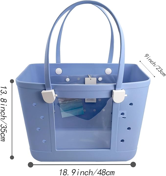 Rubber Beach Bag for Women, Waterproof Travel Tote Bags for Beach | Waterproof Sand-proof Tote Bags with Zipper Pocket, Durable Lightweigh Tote Bag for Outdoor - Image 4