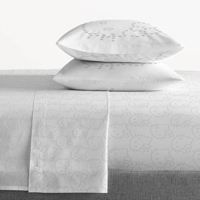 Jay Franco Sheet Set with Fitted, Flat Sheets & Pillow Cover - Ultra-Soft Bedding with Pillowcase for Room Decor, White - Hello Kitty, 4 Piece Full - Image 6