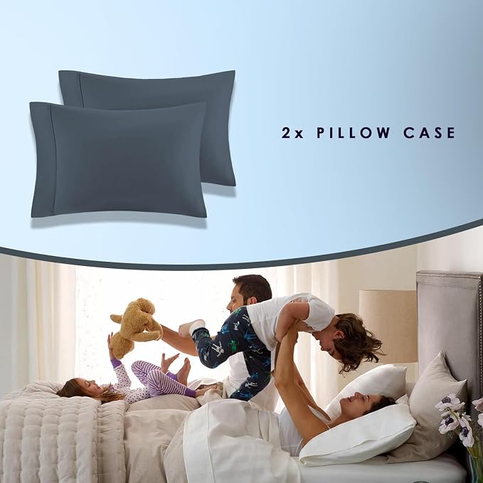 Pizuna 100% Luxury Cotton King Size Pillow Case Dark Blue, 1000 Thread Count 100% Long Staple Cotton Sateen Pillowcase, Pillow Covers with Stylish 4" Hem (Combed Cotton King Pillowcase Set of 2) - Image 4