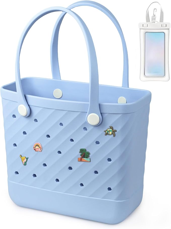 Rubber Tote Bag Extra Large & Medium, Waterproof Beach Bag for Women Men, Pool Travel Swim Silicone Tote by Unknown