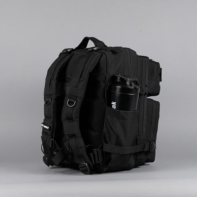 WOLFpak 35L Tactical Gym Backpack (Alpha Black) Durable 1000D Waterproof Oxford Material with MOLLE Webbing, Laptop Pocket & Dual Cup Holders, Durable Fitness/Travel/Military Daypack - Image 8