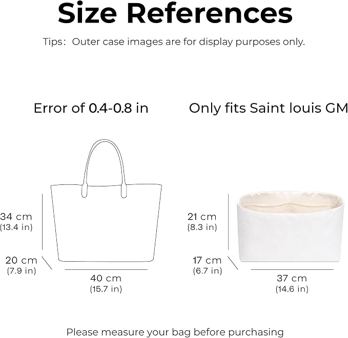 Tote Bag Organizer Insert for ST Louis GM Handbag,Custom Fit Inside Premium Lightweight Water Resistant Purse Insert with Zipper(Craie) - Image 2