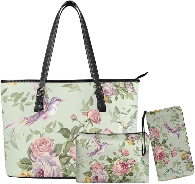Women Purse Handbags Wallet Sets Leather Shoulder Tote Bag for Women,Top Handle Purse with Wrist Wallet Bag by Unknown