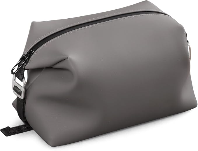Vomgomfom 6L 13 Inch Silicone Toiletry Bag, Waterproof Leakproof Travel Cosmetic Organizer, Adjustable G-Buckle Compression Dopp Kit, Foldable Makeup Bag for Women & Men (Grey, 13" 6L) by Vomgomfom