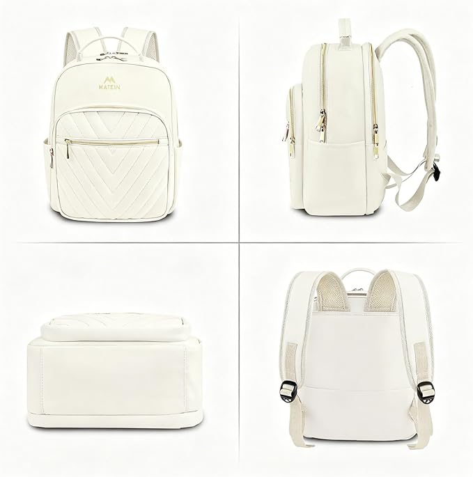MATEIN Cute Backpack for Women, Mini Stylish Daypack Purse, 2pcs Set, Beige | Waterproof Anti-theft Casual Daily Rucksack, Ladies Teen Girls Shoulder Bag Handbags, Bookbag for Travel Work School College - Image 7