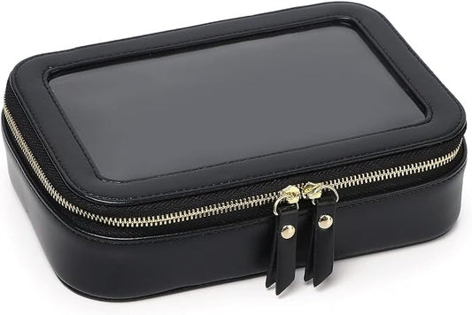 Pinkmik Clear Makeup Bag Transparent Travel Case for Cosmetics and Toiletries Women's Clear Car Bag with Zipper (Black, Small) by Pinkmik