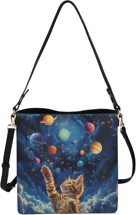 HUGS IDEA Boho Bags for Women Leather Handbag Shoulder Bucket Crossbody Purse - Image 5