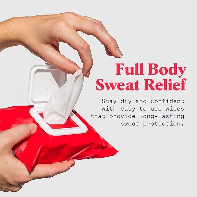 Whole Body Antiperspirant Wipes – Sweat Control Wipes for Under Boobs, Chest, Groin, Underarms, Hands, and Feet – Quick Drying, Travel-Friendly, Unscented, Pack of 3