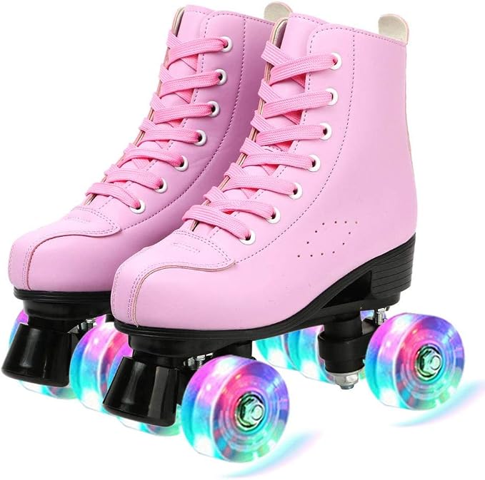 YYW Roller Skates for Women Men, High Top PU Leather Classic Double-Row, Indoor Outdoor, Beginner Shoes Bag - Image 2