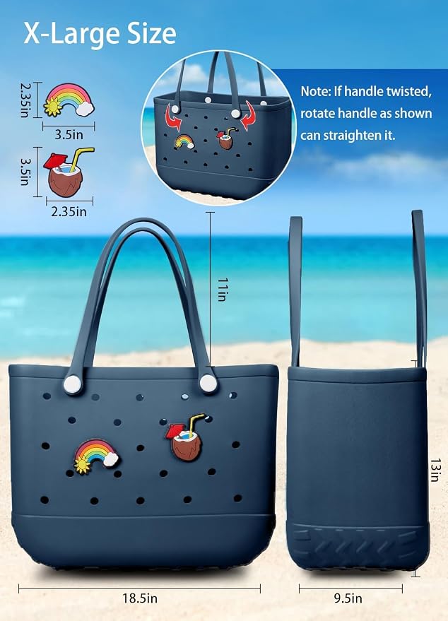 Baonat Beach Bag Rubber Tote Bag - Waterproof Travel Bag for Women Washable Tote Bag Handbag for Sports Beach Market Pool - Image 3