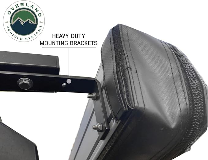 Overland Vehicle Systems HD Nomadic Car Side Shower Room with Black 1000G PVC Travel Cover, Universal L - Brackets, Dark Grey Body with Silver Inner Lining - Image 8